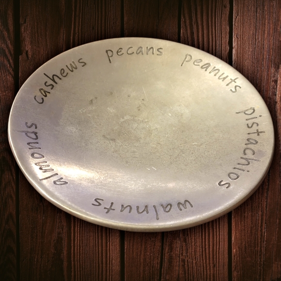 Vtg Plate Bowl Dish Aluminum Nuts Cheese Salad Bombay Duck - Picture 1 of 3